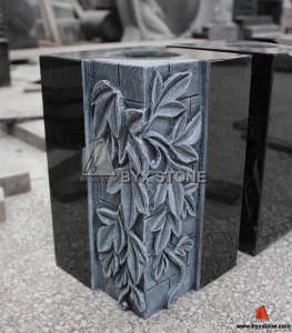 Granite Flower Carving Monument Vase/Tombstone Vase for Cemetery